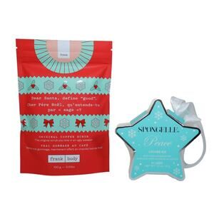 Holiday Bath Bundle – Frank Body Coffee Scrub + Spongellé Lychee Ice Star Buffer